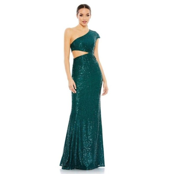 Ieena for Mac Duggal 42022 Cutout Waist One Shoulder Dress Size 4 New MSRP $398 - Picture 1 of 11